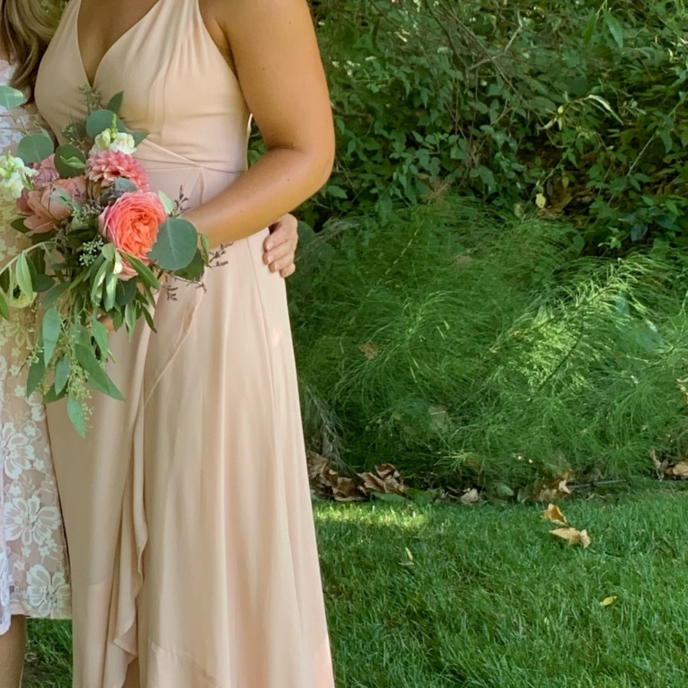 Lulus pale pink bridesmaid dress
